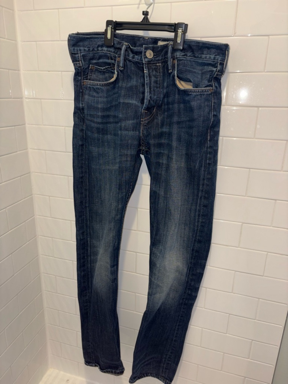 AllSaints Men’s Dark Blue Slim Straight Jeans
